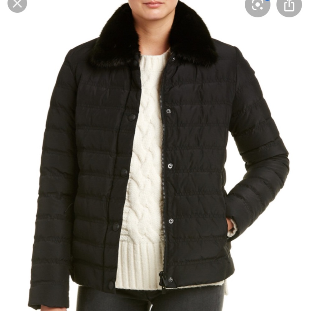 NWOT Kooples Quilted Coat with Mink Collar-Size S